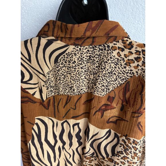 Phool Vintage Style Animal Print Button Down Shirt Size L Top Blouse Sexy 80s - Picture 5 of 9